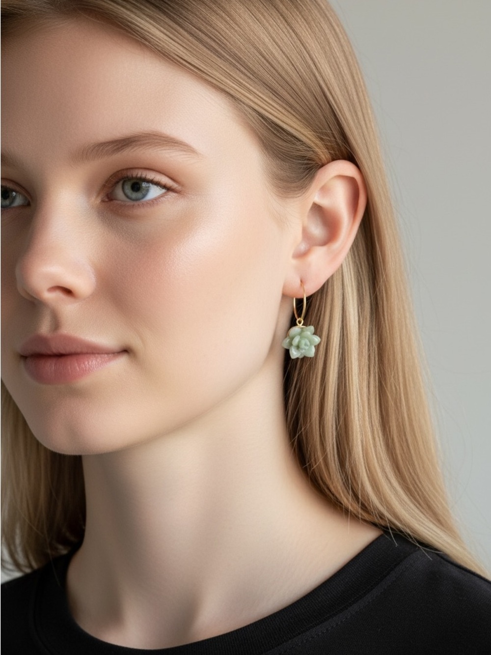 10/1 Delicate Green Flower Drop Earrings - Unbranded